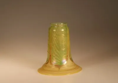 Vintage Carl Radke Art Glass Opal Green & Gold Feather Lamp Shade Signed C.1984 • $149.99