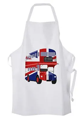 London Bus Union Jack Cotton Chef's Kitchen Apron - Buses Gift Present • £14.95