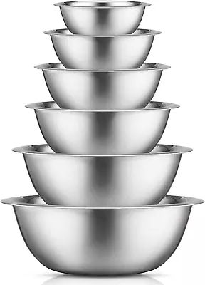Joyjolt Stainless Steel Mixing Bowl Set Of 6 Bowls. 5Qt Large To 0.5Qt Small Met • $36.85