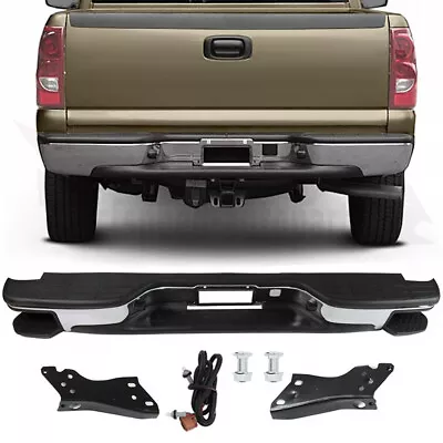 Rear Black Step Bumper W/Side Pads For 1999-2007 Chevy Silverado GMC Sierra 1500 • $173.22