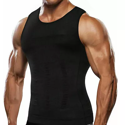 Men Slimming Body Shaper Belly Chest Gynecomastia Compression T-Shirt Tank Tops • $14.79