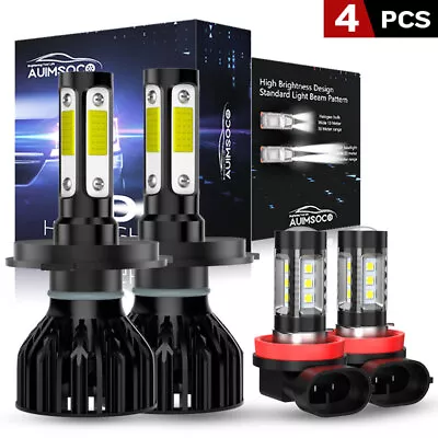 9003 H11 LED Headlight High Low Beam Bulbs + Fog Light 6500K Super Bright White • $39.99