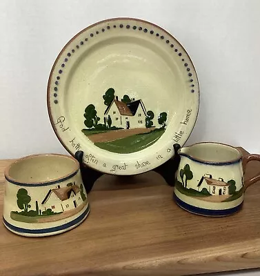 VINATGE Torquay Motto Ware Pottery. Plate Creamer And Sugar Bowl. See Photos • $35