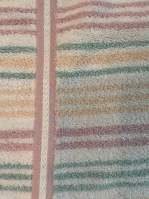 Vintage Martex Pastel Striped Bath Beach Towel USA All Cotton  Pink Peach Green • $12.02