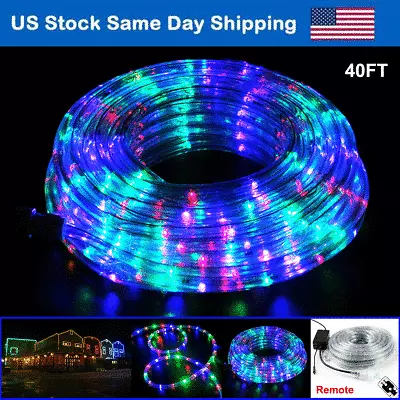 40FT LED Strip Lights Remote Rope Lights Indoor Outdoor Multicolor Decor 110V US • $29.86