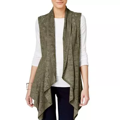 $21.99 • Buy VAKKO FOR INC Women's Faux-suede Laser-cut Drape Vest Jacket Top TEDO