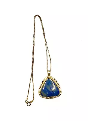 Vintage Native American Sterling Silver Lapis Lazuli Pendant Necklace Signed CT • $59.99