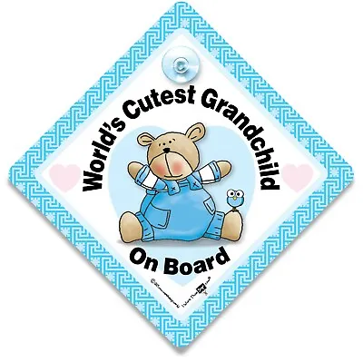 £4.49 • Buy World's Cutest Grandchild On Board Sign, Baby On Board Sign, Grandson On Board 
