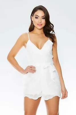 Quiz Clothing - White Crochet Romper / Playsuit UK Size 10  Brand New • £26.95