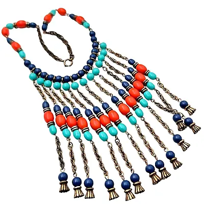 Early Vintage Unsigned Miriam Haskell Egyptian Revival Bib Statement Necklace • $134.99