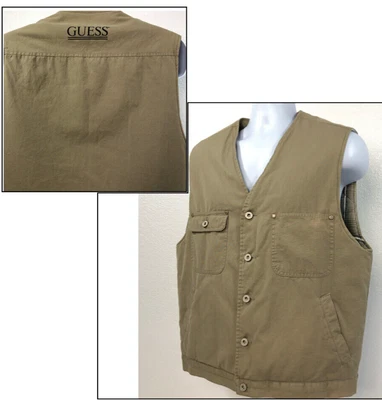 $21.99 • Buy Vintage Guess Jeans USA Mens Medium Outerwear Cotton Vest Quilted Plaid Lined