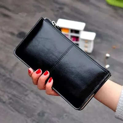 Ladies Leather Wallet Long Purse Phone Card Holder Case Clutch Large Capacity UK • £6.99