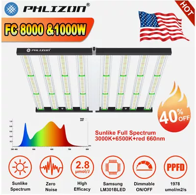 1000W Full Spectrum Led Grow Light 6X6FT Indoor Commercial Greenhouse VS FC 8000 • $459.79