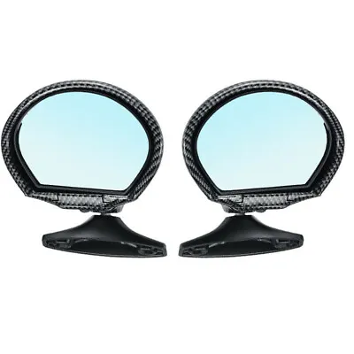 $85.89 • Buy 2x Carbon Fiber Look Shell Vintage Car Door Side View Wing Mirror Blue Glass 