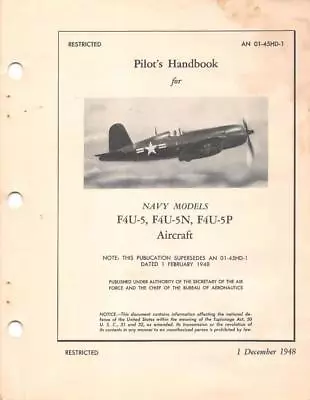 1948 Vought F4u-5 F4u-5nf4u-5p Corsair Pilots Flight Manual Handbook-cd • $24.99