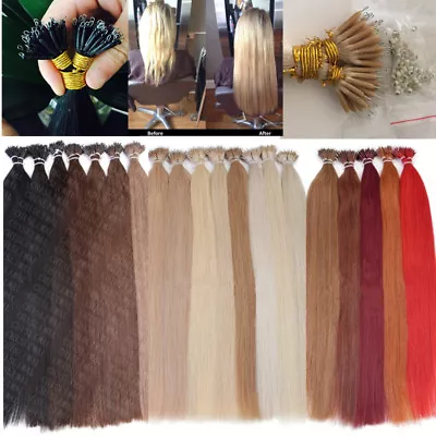 50/100S Nano Ring Beads Remy Brazilian Virgin Human Hair Extensions 0.5g/s • $25.60