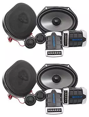 2 Pairs Rockville RV68.2C 6x8/5x7 Component Car Speakers 1800 Watts/340w RMS CEA • $94.95