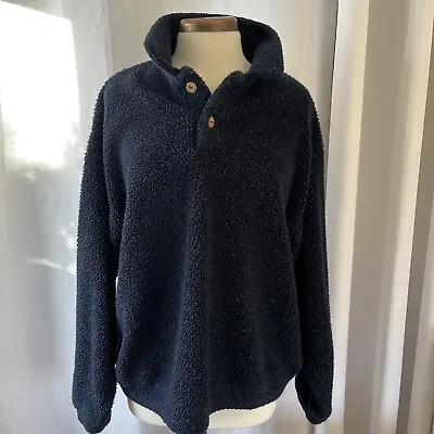 Vintage Field And Stream Sherpa Pullover Sweatshirt Jacket Fleece Navy Xl USA • $26