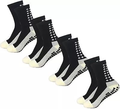 4 Pair Sport Socks Anti Slip W/ Grip Soccer Men Football Basketball Sock Premium • $13.94