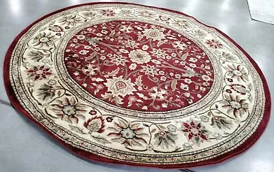 RED / IVORY 8' X 8' Round Back Stain Rug Reduced Price 1172750600 LNH212F-8R • $105
