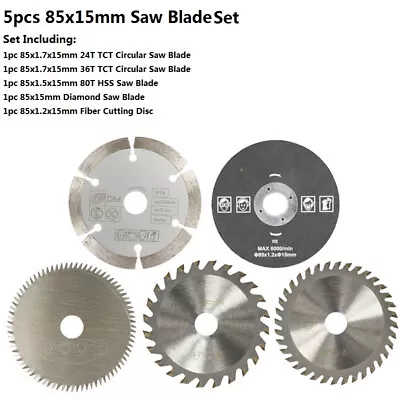5Pcs 85mm Circular Saw Blade HSS TCT Mini Saw Blade 10/15 Mm Bore Saw Cut Wood • £12.99