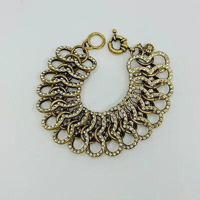 J. Crew Bracelet Pave Rhinestone Articulated Chain Link Unique Costume Jewelry • $24.95