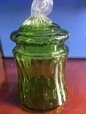 Nailsea Glass Pot Victorian Hand Blown Green (213) • £56