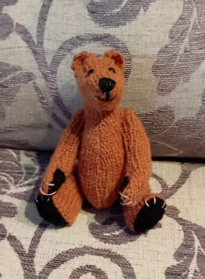 Handmade OOAK Artist Miniature Teddy Bear Shetland Wool Glass Eyes New Caramel • £20