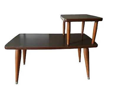 VTG Mid Century Modern 2 Tier End Side Table Laminate Tops 1960's Wood Legs • $137