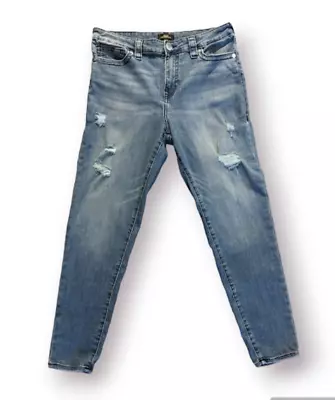 Women's True Religion Halle Mid Rise Super Skinny Distressed Blue Jeans Sz 32 • $24.99