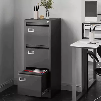 File Cabinet 3 DrawerMetal Filing Cabinet Storage For Office A4/Hanging Files • $170.99