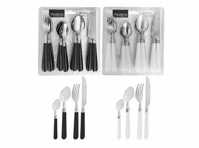 Contemporary Design 16pc Stainless Steel With Plastic Handle Cutlery Dinner Set  • £26.95