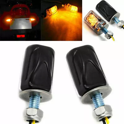 2Pcs LED Micro Mini Tiny Small Indicators Turn Signals Motorcycle MotorBike Blk • $11.12