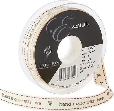 Berisfords Hand Made With Love Ribbon Labels 15mm Width • £3.95