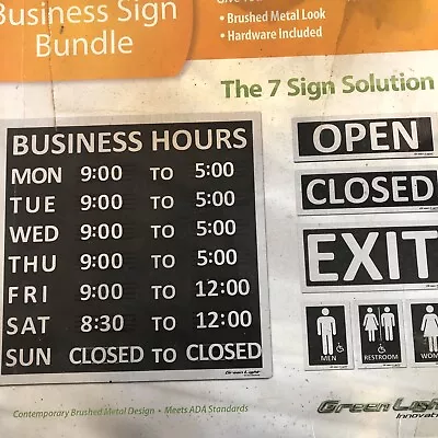 Essential Business Sign Bundle Brushed Metal Look 7 Signs Parts Only • $9.99