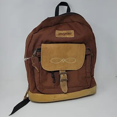 Vintage Jansport Tan/Brown Backpack Suede Leather Bottom School Travel • $45.99