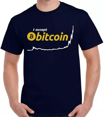 I Accept Bitcoin Crypto Design Mens T Shirt Custom Made Print Graphic Top NEW • $26.99