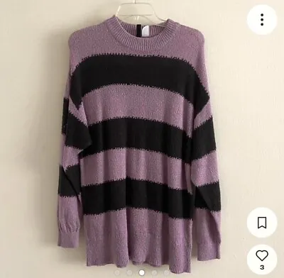 H&m Purple And Black Oversized Striped Sweater • $25