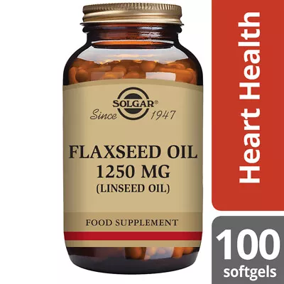 Solgar Cold Pressed Flaxseed Oil 1250mg 100 Gels Linseed Oil Source Of Omega-3 • £19.10