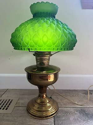 Vintage Aladdin Oil Hurricane Lamp Green- READ DESCRIPTION- Antique • $100