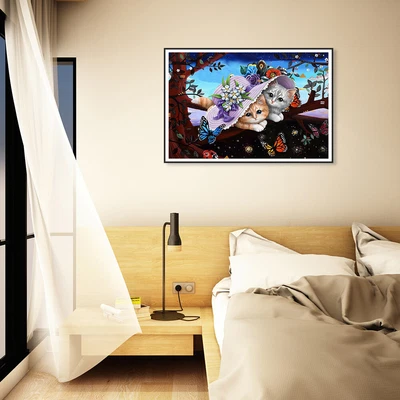 $15.06 • Buy Exquisite Hat Cat 5D DIY Diamond Painting Kits Full Square Drill Wall Art Decor