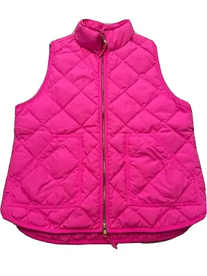 Womens Pink J. Crew Quilted Puffer Vest Coat Size Large • $60