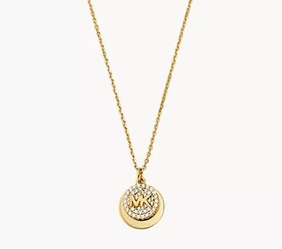 Michael Kors 14k Gold-Plated Sterling Silver Pavé Engravable Pendant Necklace  • £99