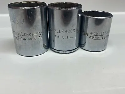 Challenger By PROTO 3pc Socket Set Lot - 1628 7/8  1626 13/16  1226 13/16  • $13.99