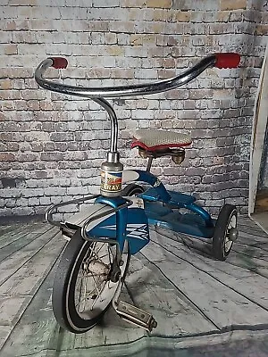 Vintage MURRAY Metal Step-Up BLUE Tricycle WHITE WALL TIRES 1950's - 1960's  • $300