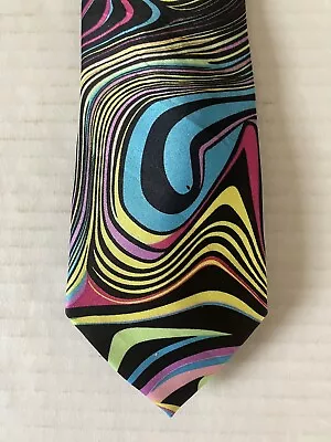 Twenty Dollar Tie Men's Necktie Tie Silk Satin Multicolor Swirl Hand Made 60  • $14.95