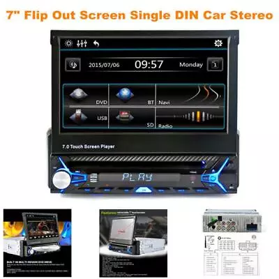 7  Flip Out Screen Single DIN Car Stereo DVD / VCD Player GPS Navi Radio USB RCA • $306.85