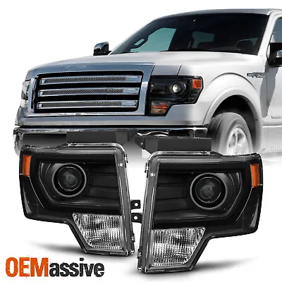 Fit [Halogen] 2009-2014 Ford F150 F-150 Pickup Black Projector Headlights • $159.99