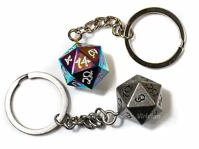 $9.75 • Buy Dragonic Script Keychain | Metal D20 Dice Jewelry
