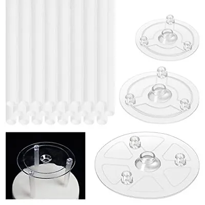 36 Pieces Plastic Tier Cake Dowels With 3 Pieces Cake Separator Plates For 4/... • $20.99